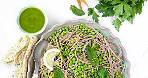 Soba, petits pois, menthe, persil, citron (vegan , printemps)