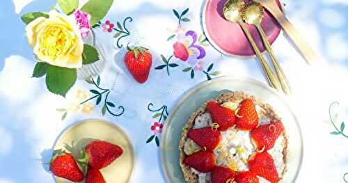 Tarte crue fraises et citron (dessert, vegan, sans gluten, rawfood)
