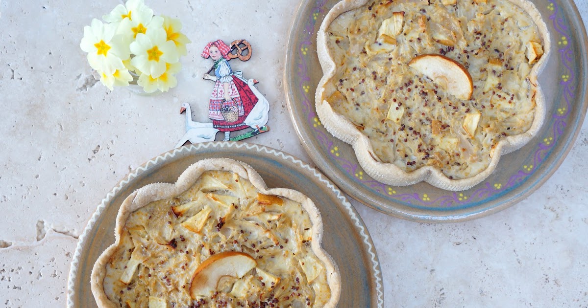 Quiches à la choucroute, moutarde, pomme (quiche, Alsace, veggie)