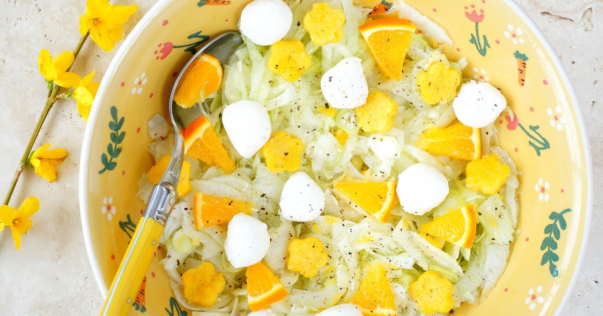 Salade fenouil, oranges, polenta, mozza (salade, veggie, sans gluten)
