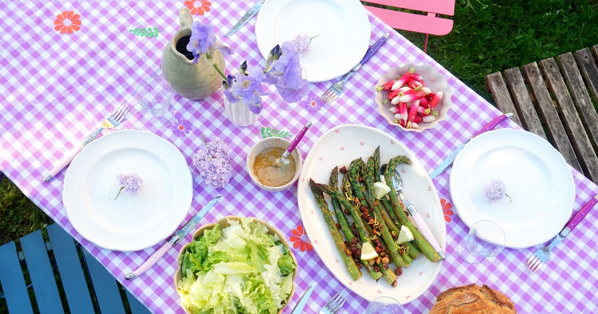 Asperges vertes, sauce noisettes et citron (amap, vegan)