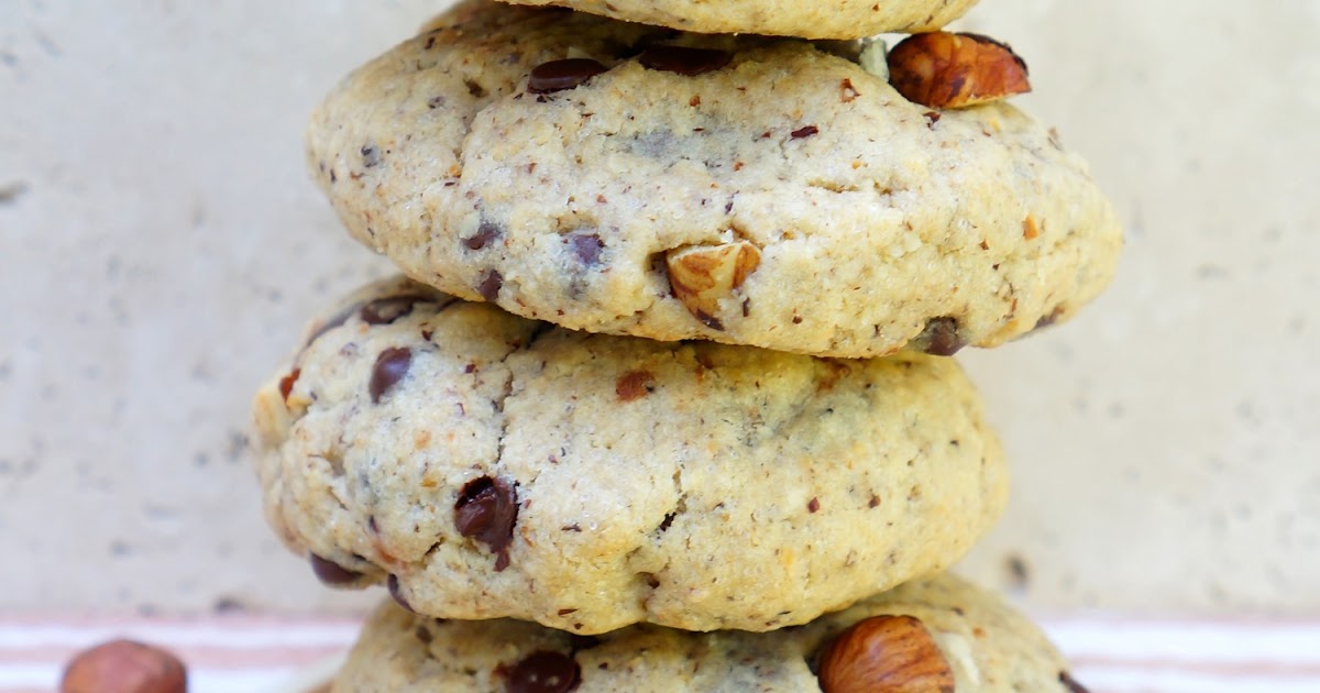 Cookies choco-noisettes, coeur coulant à la pâte à tartiner (cookies, goûter, dessert)