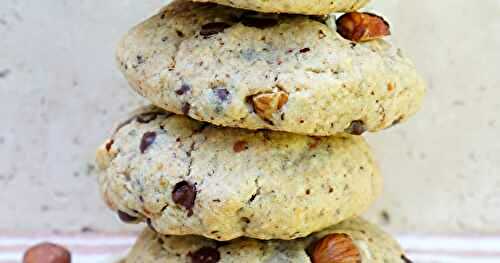 Cookies choco-noisettes, coeur coulant à la pâte à tartiner (cookies, goûter, dessert)
