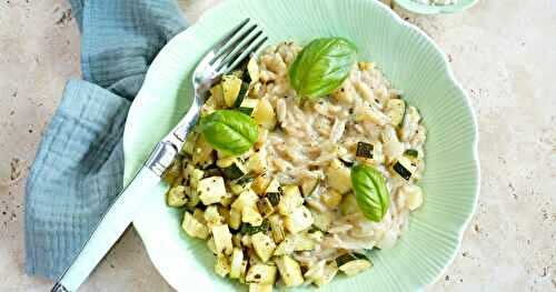 Orzo façon risotto, courgettes, parmesan (pâtes, veggie)