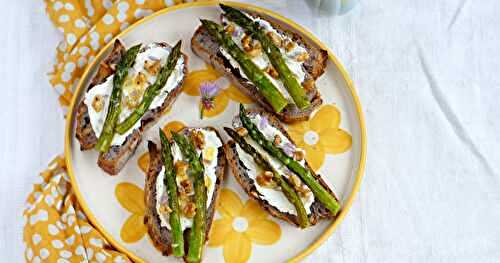Tartines asperges vertes et toasts au chou rave (amap, veggie)