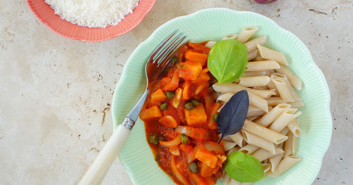 Penne, sauce tomate, navets, câpres, parmesan (pâtes, veggie, amap)