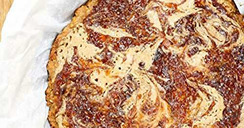 Gâteau figues, purée d'oléagineux, flocons d'avoine (gâteau, goûter, dessert)