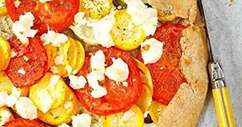 Tarte rustique ail,  tomates, courgettes, feta (tarte, veggie)