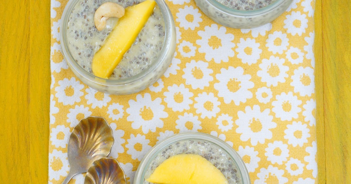 Chia pudding mangue et cajou (dessert, goûter, vegan, sans gluten)