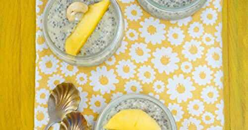 Chia pudding mangue et cajou (dessert, goûter, vegan, sans gluten)