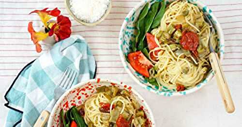 Spaghetti à la puntarelle (pâtes, amap, veggie)