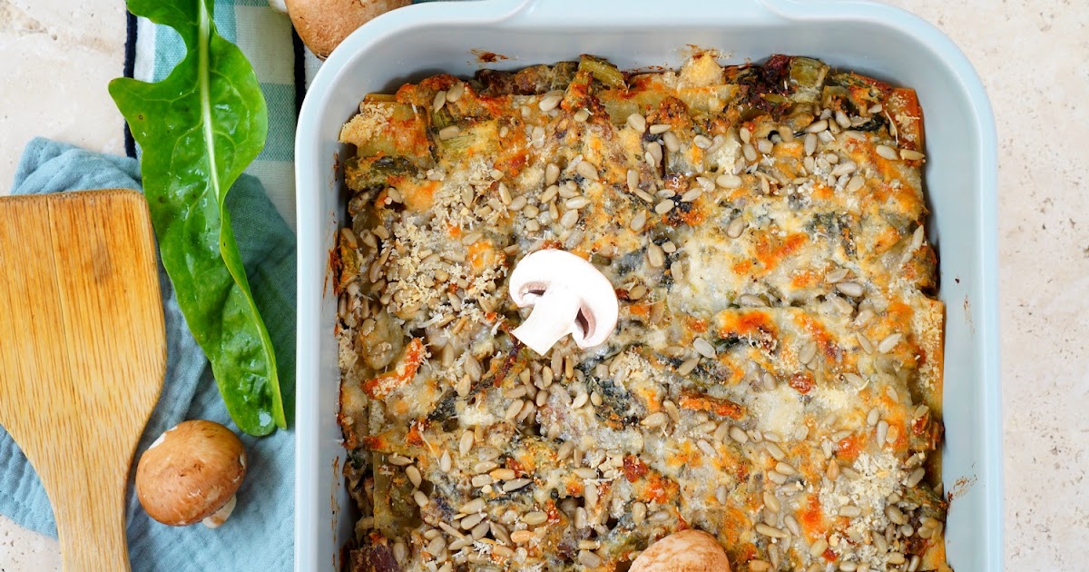 Lasagnes puntarelle, champignons, ricotta (pâtes, veggie, amap)