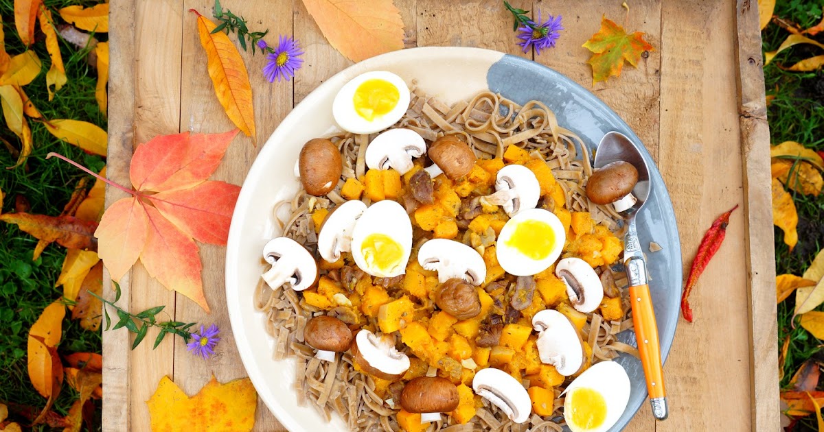 Pâtes cèpes et châtaignes, butternut, champignons (pâtes, amap, veggie)
