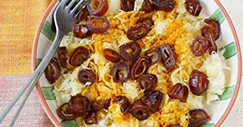 Salade choucroute crue, dattes, ras-el-hanout (salade, Alsace, cru)