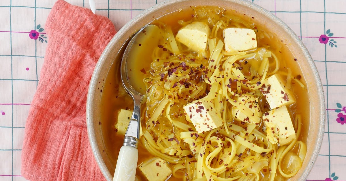 Bouillon choucroute, tofu, algues, épices (amap, vegan, sans gluten, soupes)