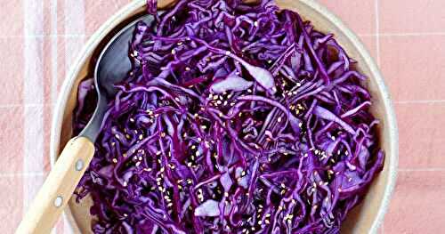 Salade de chou rouge, sauce sésame et miso (amap, salade, vegan)