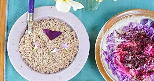 Oeufs brouillés ail des ours, couscous sarrasin, radis (veggie, sans gluten)