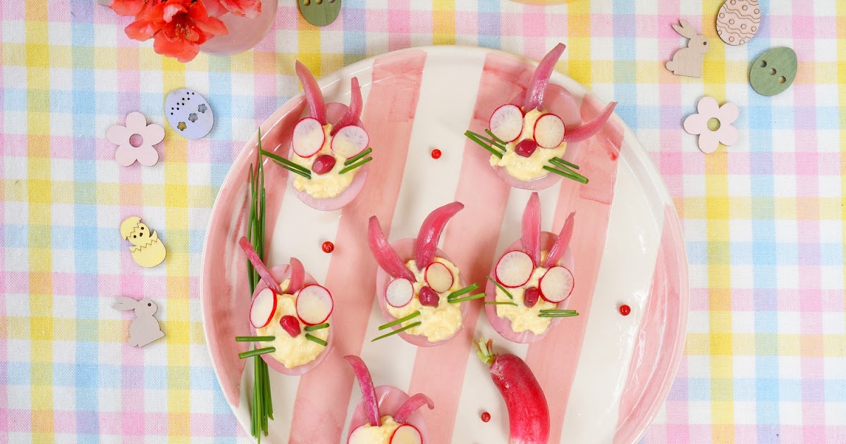 Oeufs lapins roses (oeufs, veggie, Pâques)