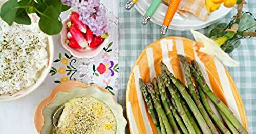 Asperges vertes, "mayonnaise" au chanvre (vegan, sans gluten)