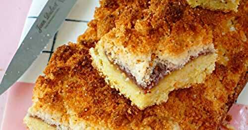 Carrés/tranches choco framboise (goûter, dessert, sans gluten) 