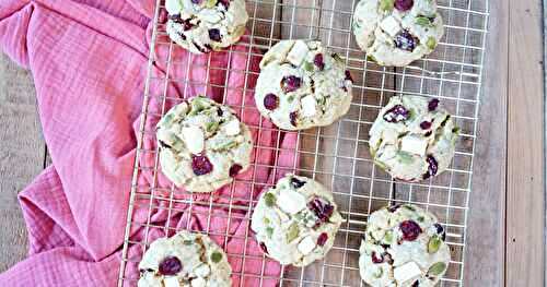 Cookies graines de courge, cranberries, chocolat blanc (cookies, goûter, dessert)