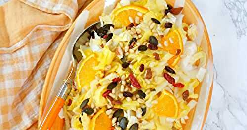 Salade endives, graines, orange (salade, vegan, cru)
