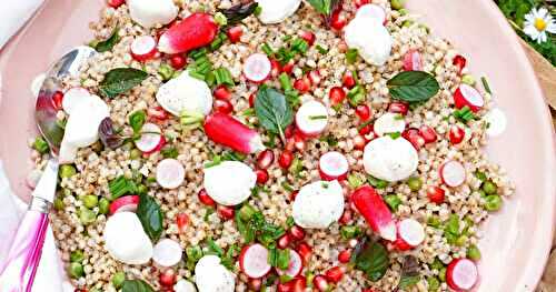 Sorgho, grenade, mozzarella (salade, sans gluten, veggie)