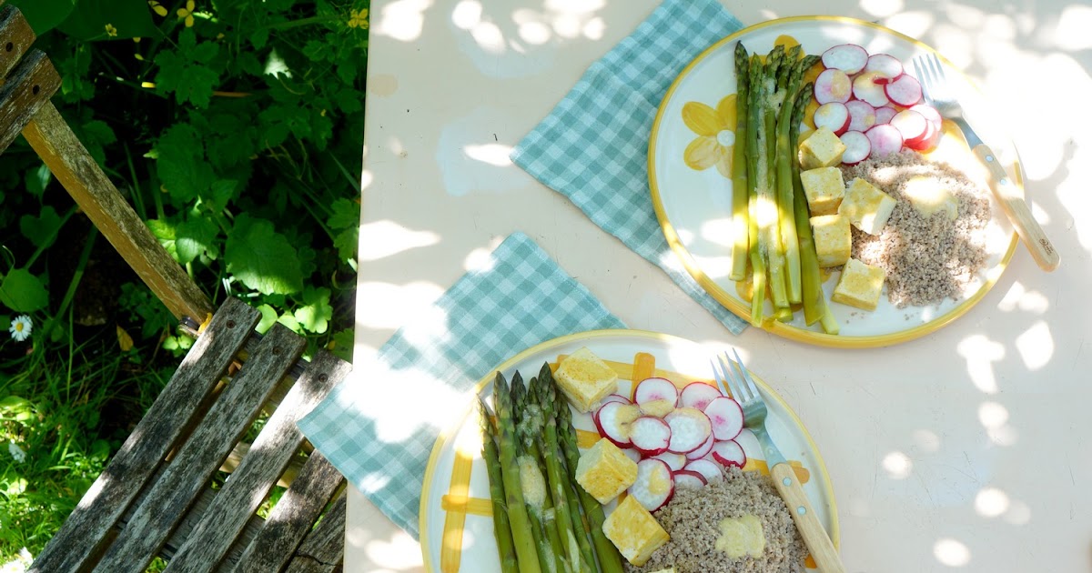 Asperges vertes, sauce miso citron sésame (amap, vegan, sans gluten)