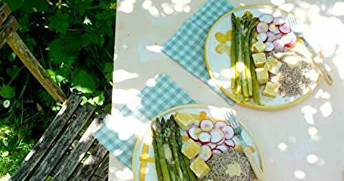 Asperges vertes, sauce miso citron sésame (amap, vegan, sans gluten)
