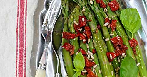 Asperges vertes, tomates séchées (vegan, amap, sans gluten)