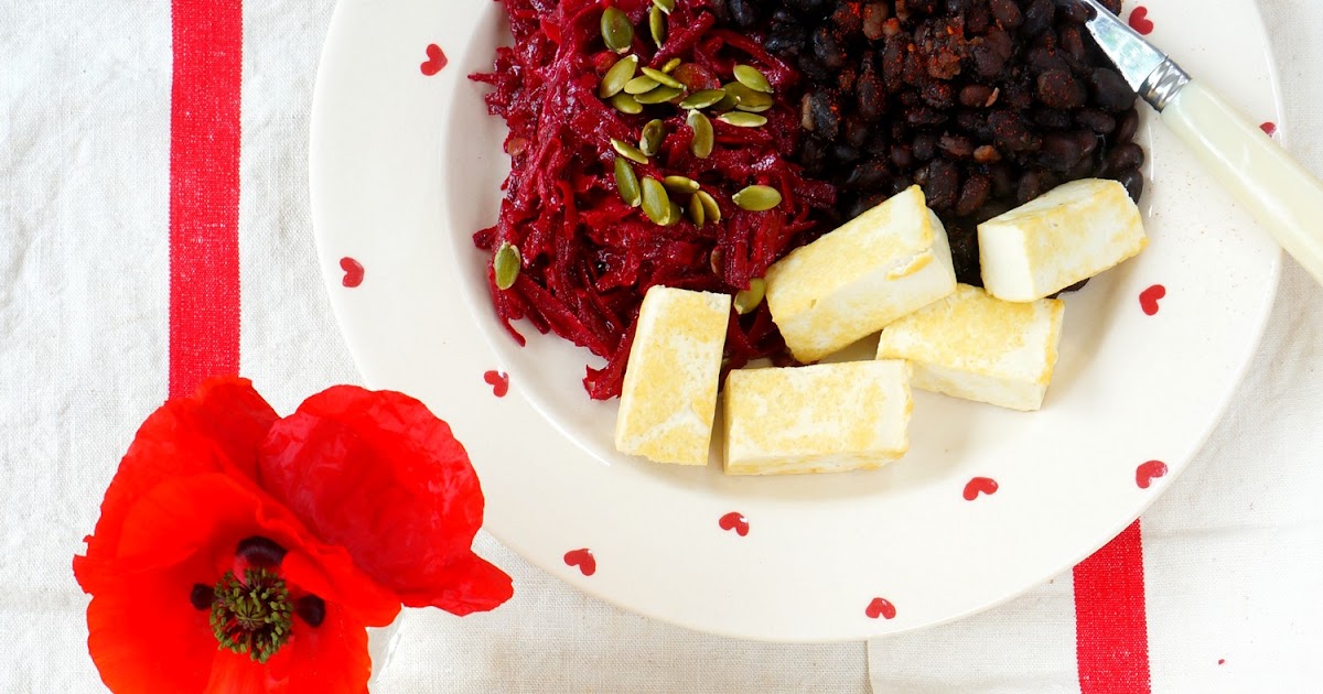 Haricots noirs, tofu fumé, betterave râpée (vegan, sans gluten, fer)
