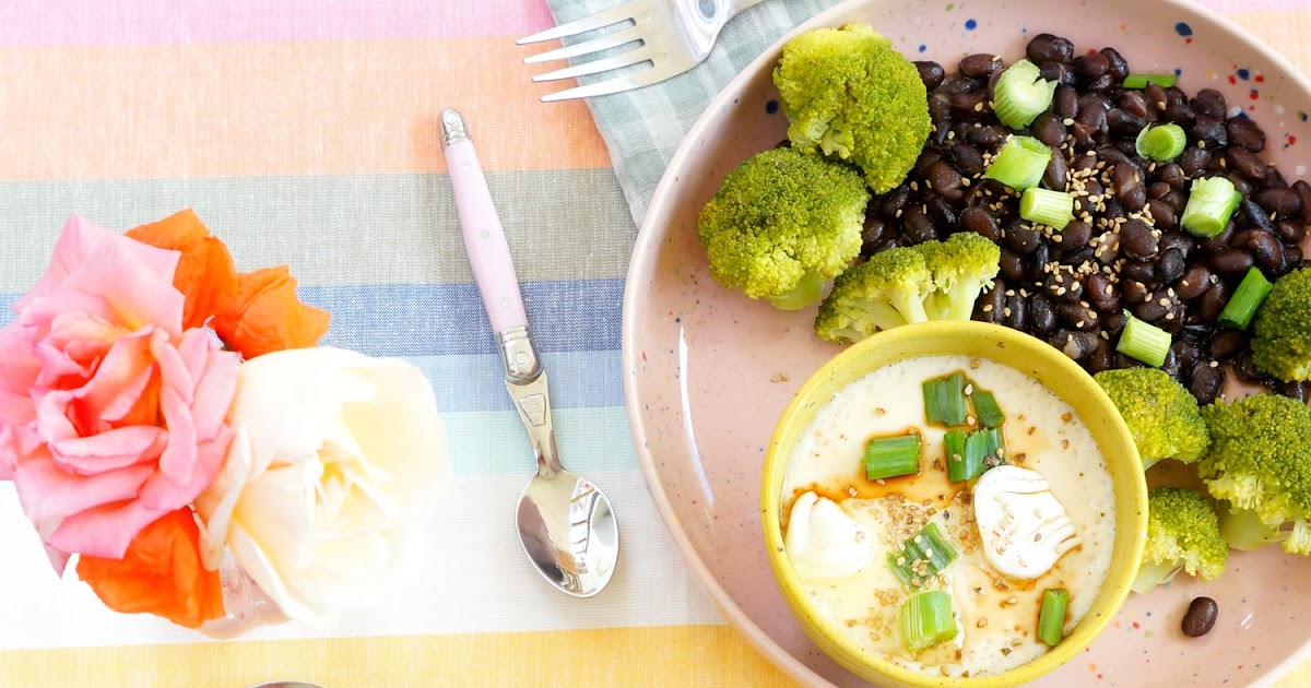 Oeufs à la japonaise, haricots noirs, brocolis (veggie, sans gluten)