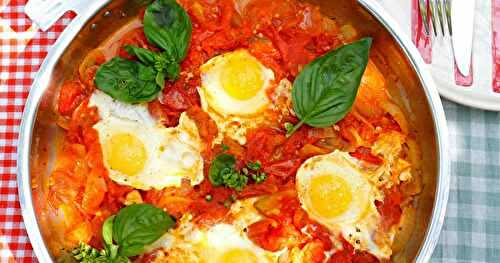 Chakchoucka tomates, oeufs, basilic (amap, veggie, sans gluten)