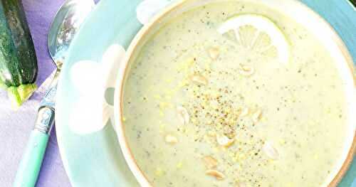 Soupe courgettes, cacahuètes, citron (soupe, amap, vegan, sans gluten)
