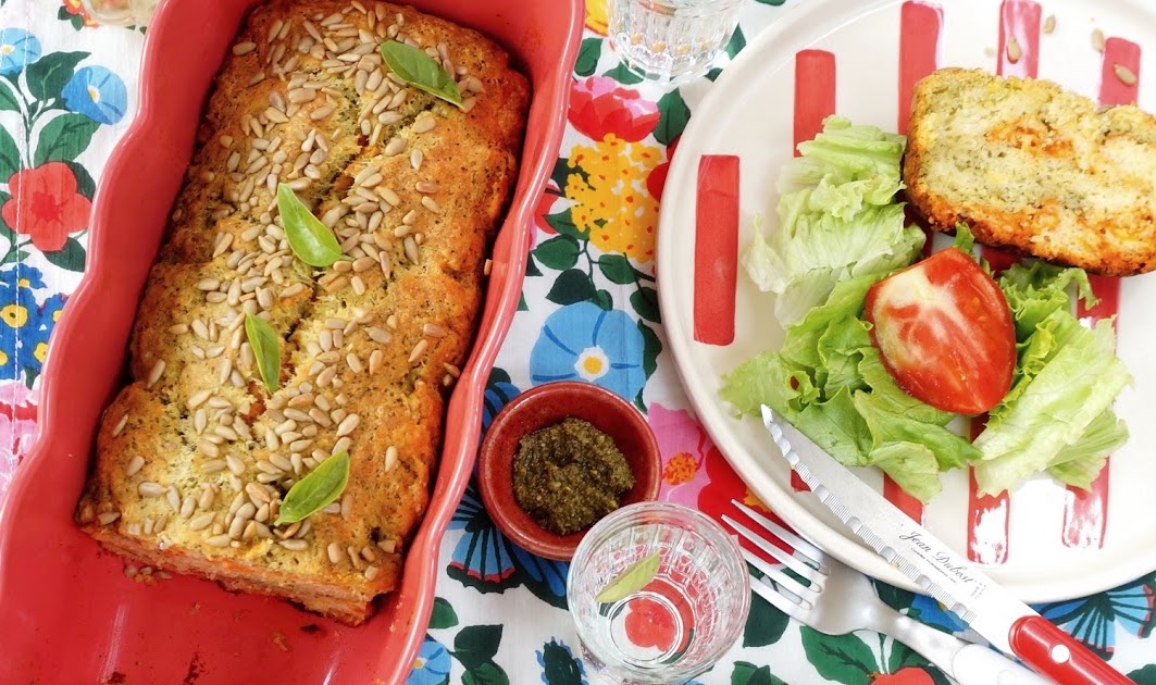 Cake marbré pesto et tomate (cake, veggie)