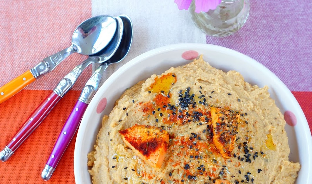 Houmous pois chiches, patates douces, paprika fumé (amap, apéro, vegan, sans gluten)