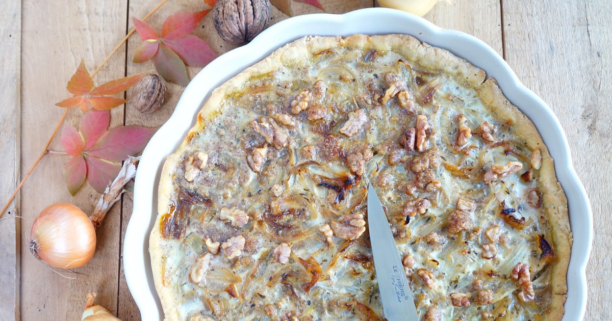 Quiche oignons et noix (quiche, veggie, sans lactose, amap)