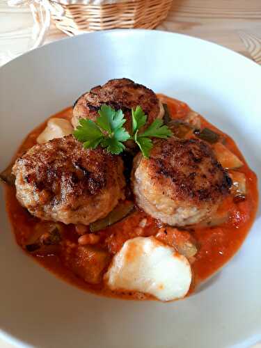 Boulettes de viande tomates et courgettes