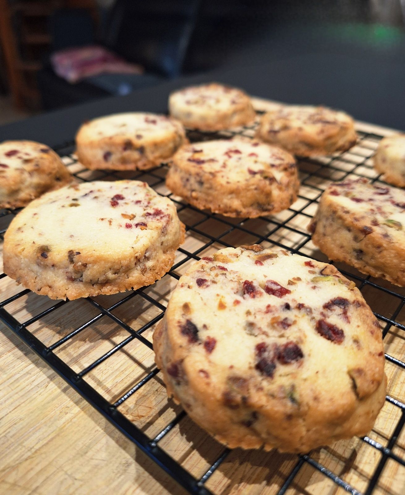Shortbreads aux cranberries et pistaches