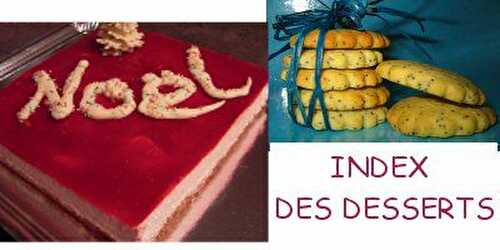 INDEX DES DESSERTS