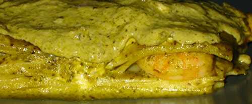 LASAGNES AUX CREVETTES ET PESTO