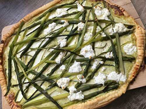 TARTE À LA CREME D'ASPERGES VERTES, ASPERGES, COURGETTES ET CHEVRE FRAIS (au Thermomix ou pas)