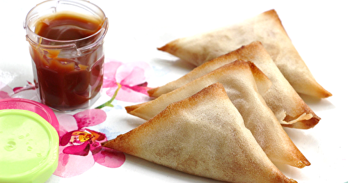 Samoussas sucrés à la pomme et à la crème de caramel au beurre salé