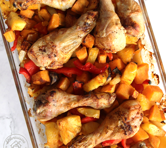 Poulet à l’ananas, patate douce & poivron rouge : un plat exotique et réconfortant