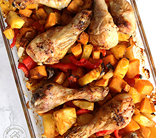 Poulet à l’ananas, patate douce & poivron rouge : un plat exotique et réconfortant