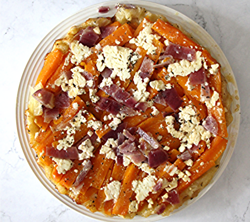 Tarte tatin de carottes à la feta et oignon rouge