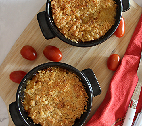 Crumble de tomates cerises, mozzarella et parmesan : le soleil dans l’assiette