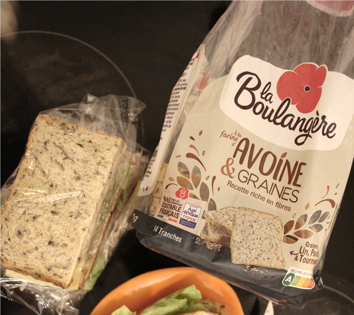 Sandwich maison gourmand au jambon, fromage et pain de mie Avoine & Graines La Boulangère