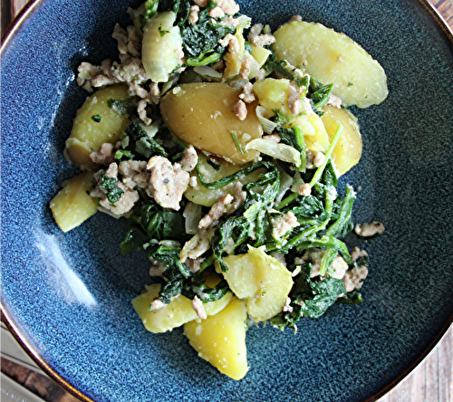 Poêlée complète au veau, pommes de terre et épinards — simple, savoureuse et prête en 30 minutes !