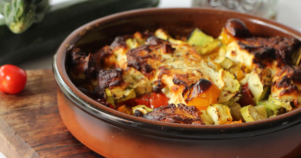 Courgette, tomates cerises et feta à l'airfryer